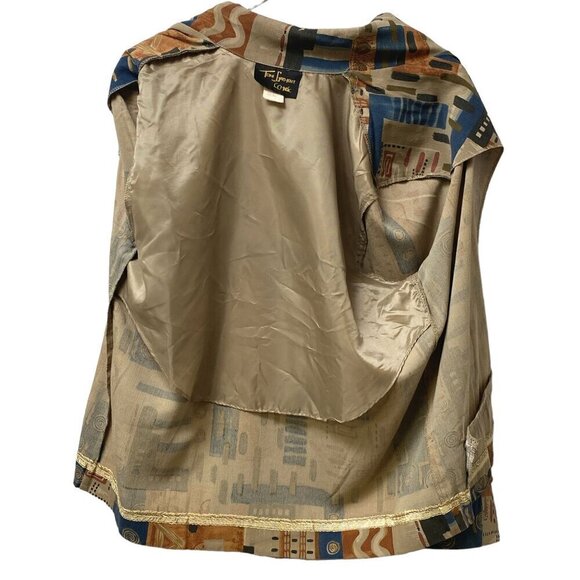 Vintage Toni Garment Jacket Small 80s Print Retro Blazer Rayon Brown - Picture 7 of 12